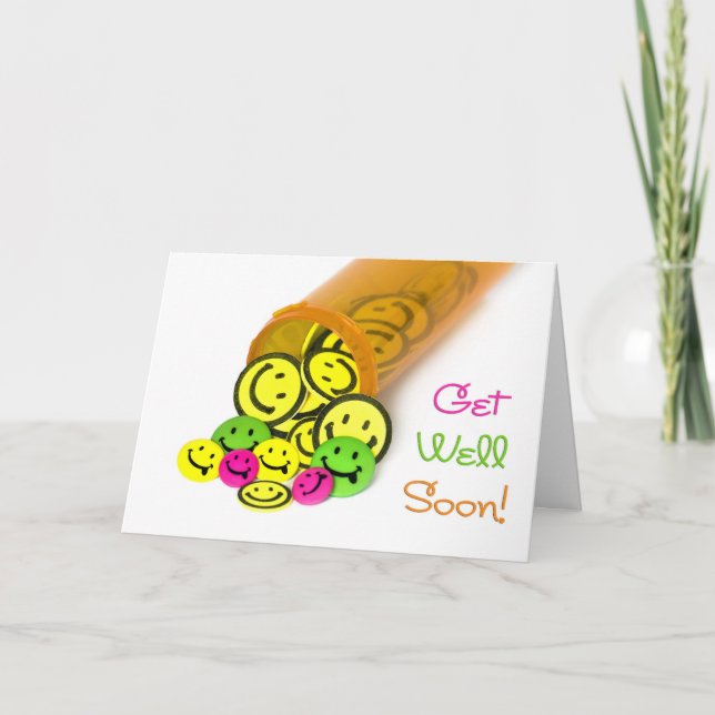 Get Well Soon Happy Face Card (Front)