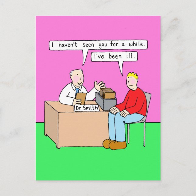Get Well Soon Humour in Doctor's Office Postcard (Front)