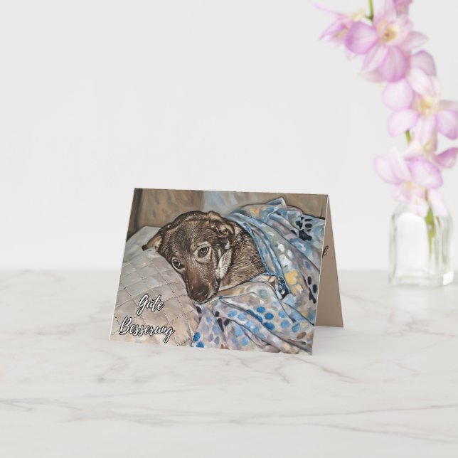 Get Well Soon in German Folded Greeting Card (Orchid)