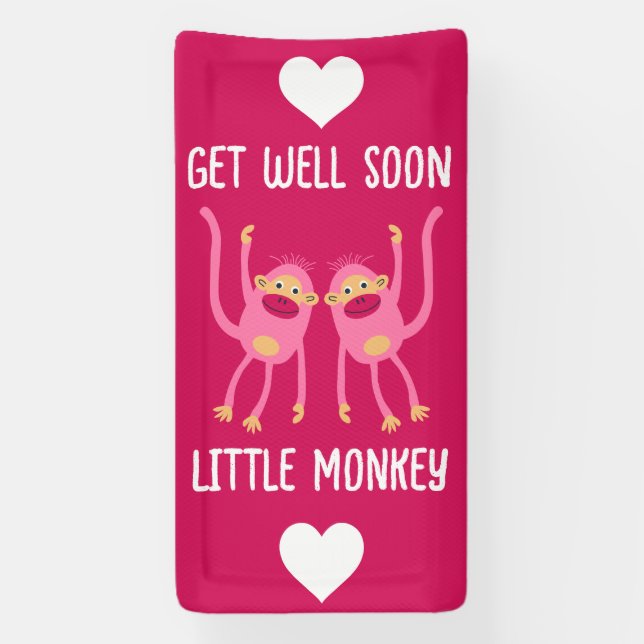 Get Well Soon Little Monkey  Banner (Vertical)