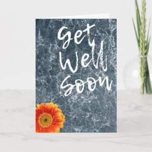 Get Well Soon Marble Texture with Flower Card