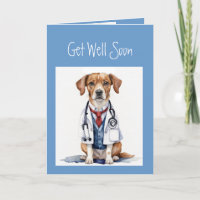 Get Well Soon,Masculine Fun Doctor's Dog