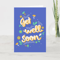 Get Well Soon Modern Blue and Yellow Typography