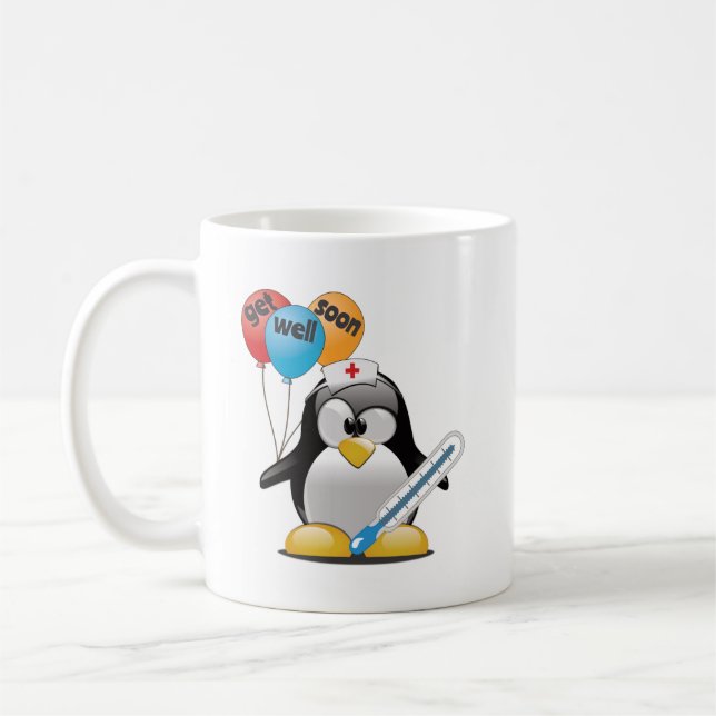 Get well soon. Penguin Nurse. Coffee Mug (Left)