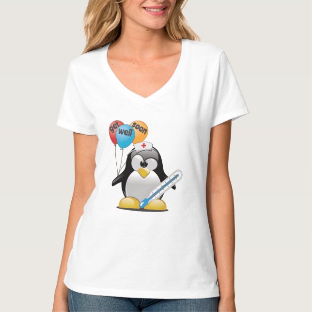 Get well soon. Penguin Nurse. T-Shirt (Front)