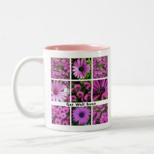 Get Well Soon Pink African Daisy Photograph Collag Two-Tone Coffee Mug