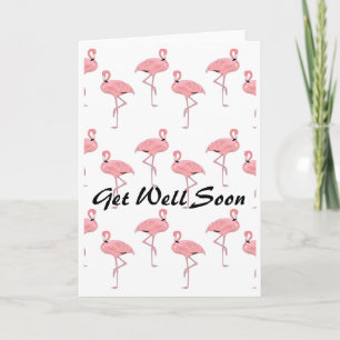 Get Well Soon Pink Flamingo Pattern Card