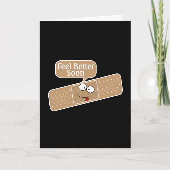 Get Well Soon Plaster And Funny Face Card (Front)