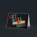 Get Well Soon Plaster And Heart Card<br><div class="desc">Get Well Soon Plaster And Heart with colourful text .. heard you were ill cards from Ricaso</div>