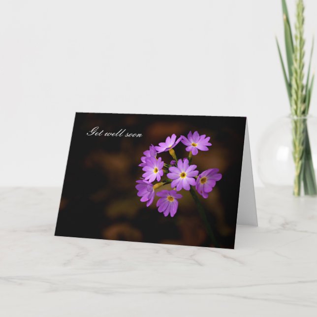 Get well soon, purple flower card (Front)