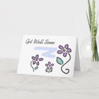 Get Well Soon - Purple Flowers Card