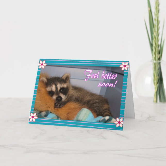 Get well soon racoon card (Front)