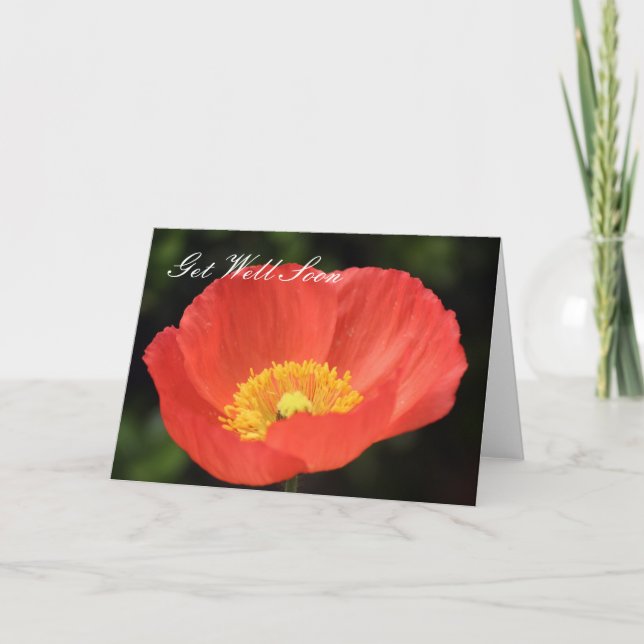 Get Well Soon Red Poppy Card (Front)