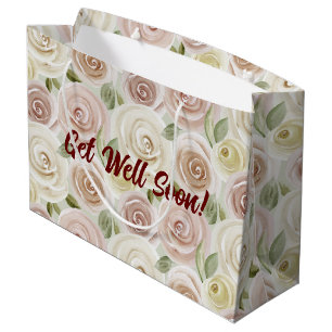 Get Well Soon Rose Patterned Large Gift Bag
