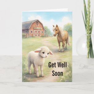 Get Well Soon sad Baby lamb Holiday Card