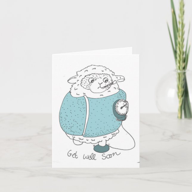 Get Well Soon Sheep  Card (Front)