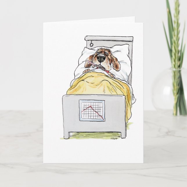 Get Well Soon Sick Dog Greeting Card (Front)