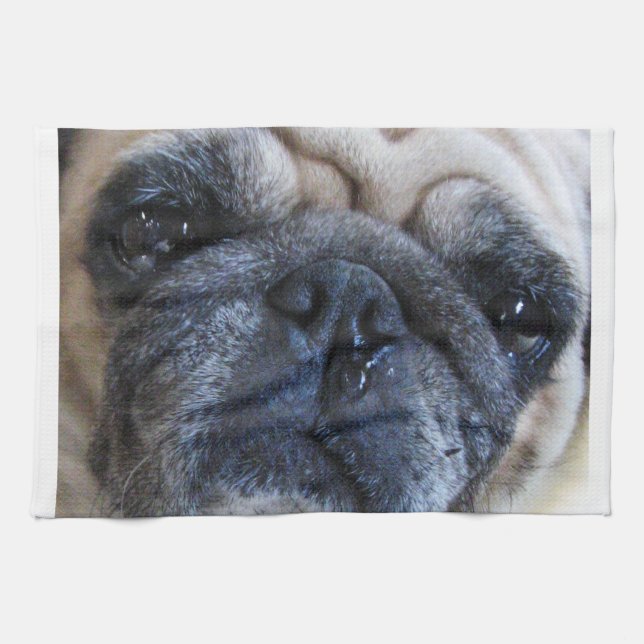 Get Well Soon Sick Pug Dog Tea Towel (Horizontal)