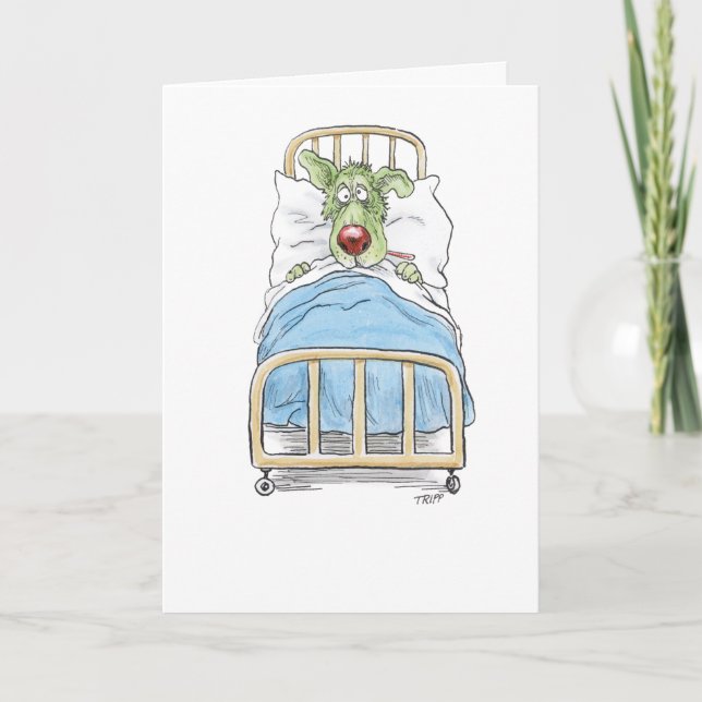 Get Well Soon Sick Puppy Greeting Card (Front)