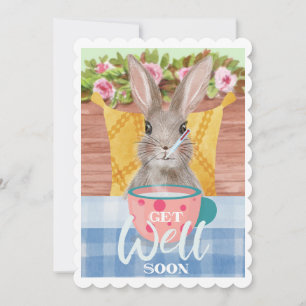 Get Well Soon Sick Rabbit Steam Tea Cup Card