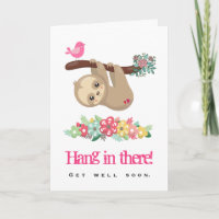 Get Well Soon Sloth hanging Upside Down