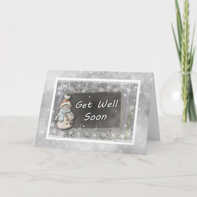 Get Well Soon Snowman Card (Front)