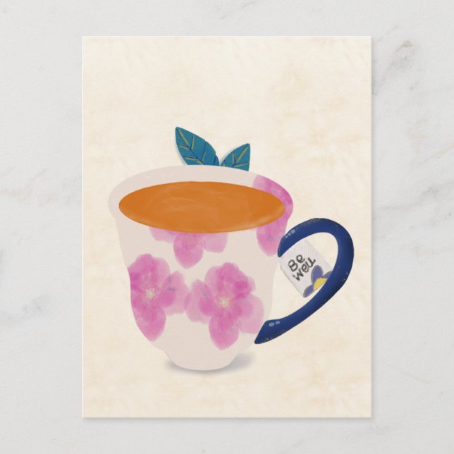 Get Well Soon Teacup Postcard (Front)