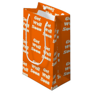Get well soon text on orange small gift bag