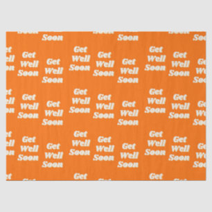 Get well soon text on orange tissue paper