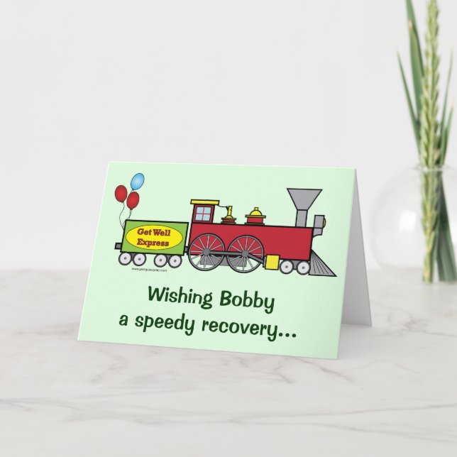 Get Well Soon Train Customisable Card (Front)