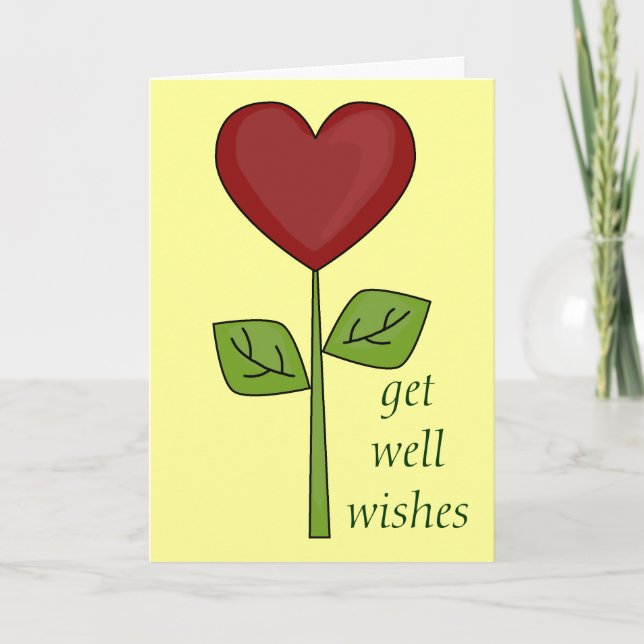 Get Well Wishes - Blooming Heart Flower Card (Front)