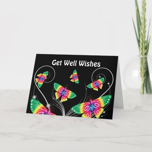 Get Well Wishes Butterflies Card (Front)