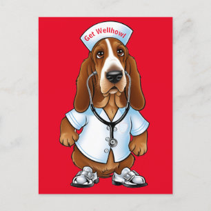 Get Wellhowl basset hound in nurse outfit Postcard