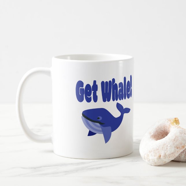 Get Whale, Get Well Funny Pun Coffee Mug (With Donut)