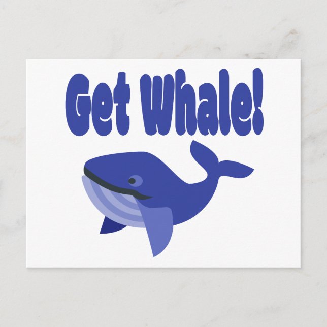 Get Whale, Get Well Funny Pun Postcard (Front)