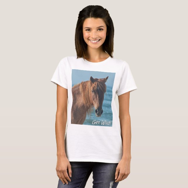 "Get Wild" Assateague wild horse t-shirt (Front Full)