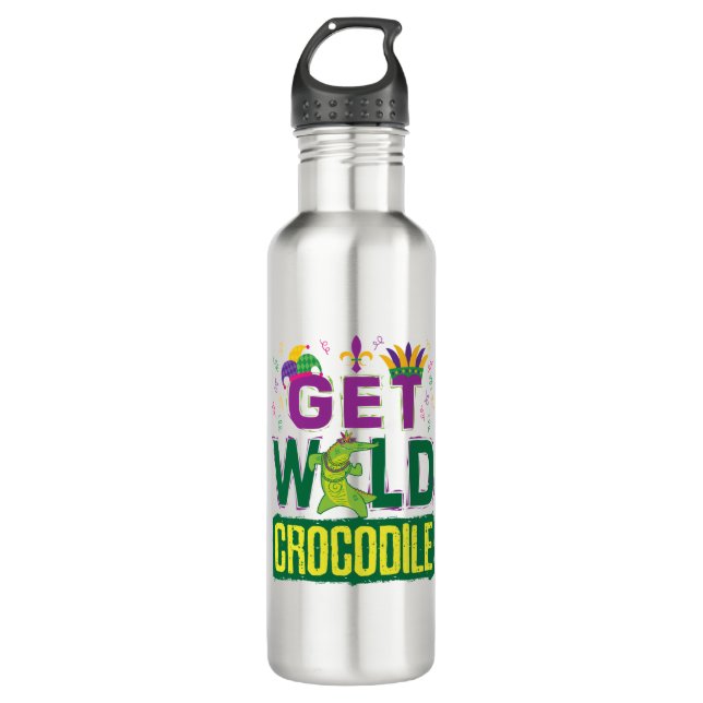 Get Wild Crocodile Mardi Gras Alligator 710 Ml Water Bottle (Front)