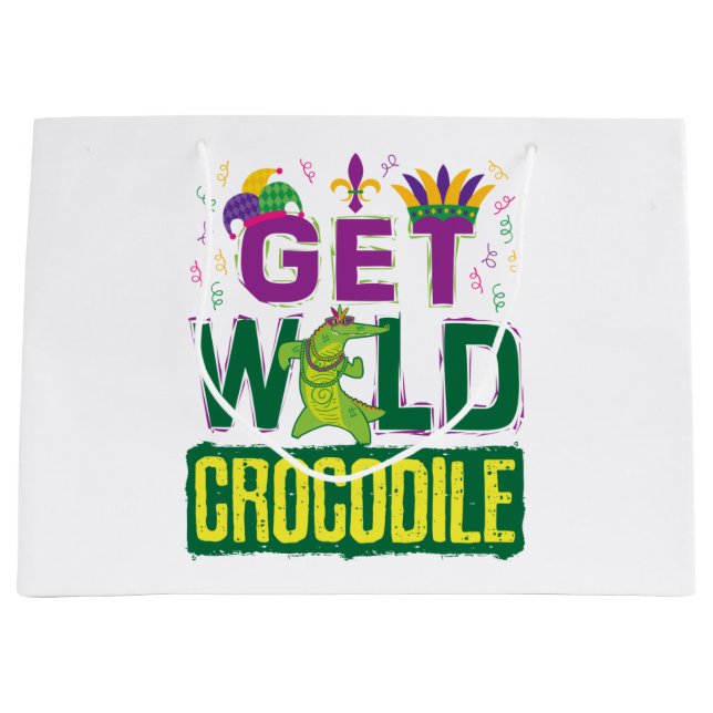 Get Wild Crocodile Mardi Gras Alligator Large Gift Bag (Front)