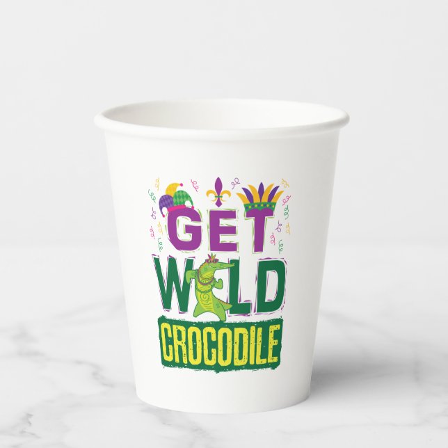 Get Wild Crocodile Mardi Gras Alligator Paper Cups (Front)