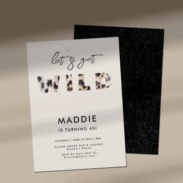 Get Wild Leopard Fur Letters Elegant 40th Birthday Invitation (lets get wild 40th birthday party invitation for women fur letters elegant classy minimalist modern)