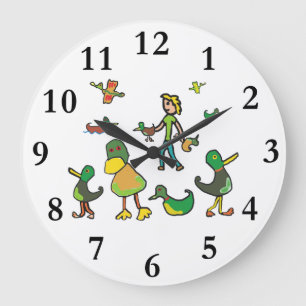 Get Your Ducks In A Row Large Clock