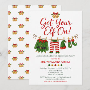 Get Your Elf On Christmas Party Invitation