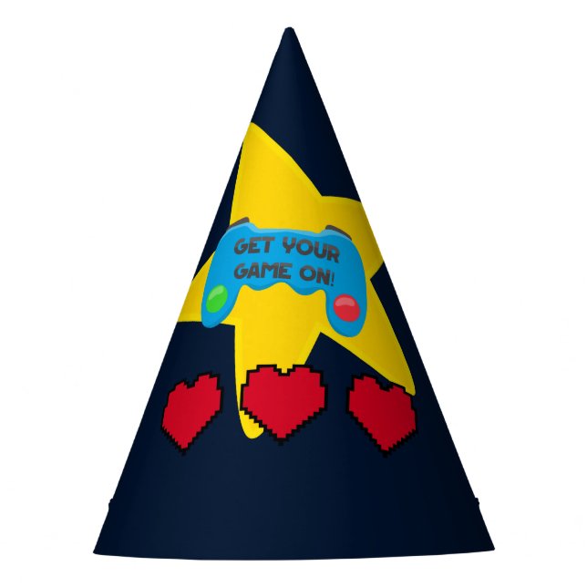 Get your game on Retro Computer Birthday Party Hat (Front)