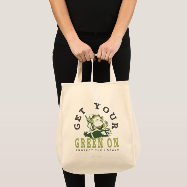 Get Your Green On Fun Frog Eco-Friendly Shopping Tote Bag (Front (Product))