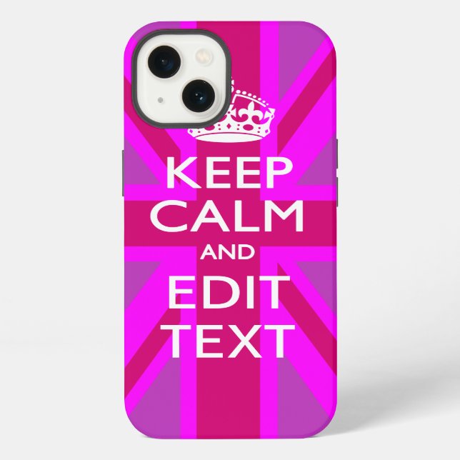 Get Your Keep Calm Text on Fuchsia Union Jack iPhone Case (Back)