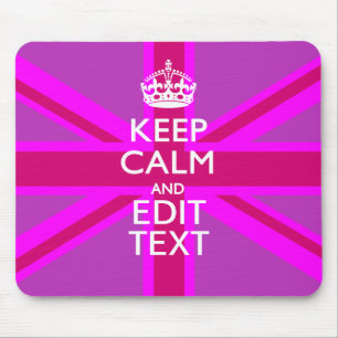 Get Your Keep Calm Text on Fuchsia Union Jack Mouse Pad