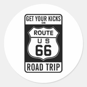 Get Your Kicks On Route 66 Classic Round Sticker