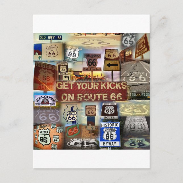 Get your Kicks on Route 66 Postcard (Front)
