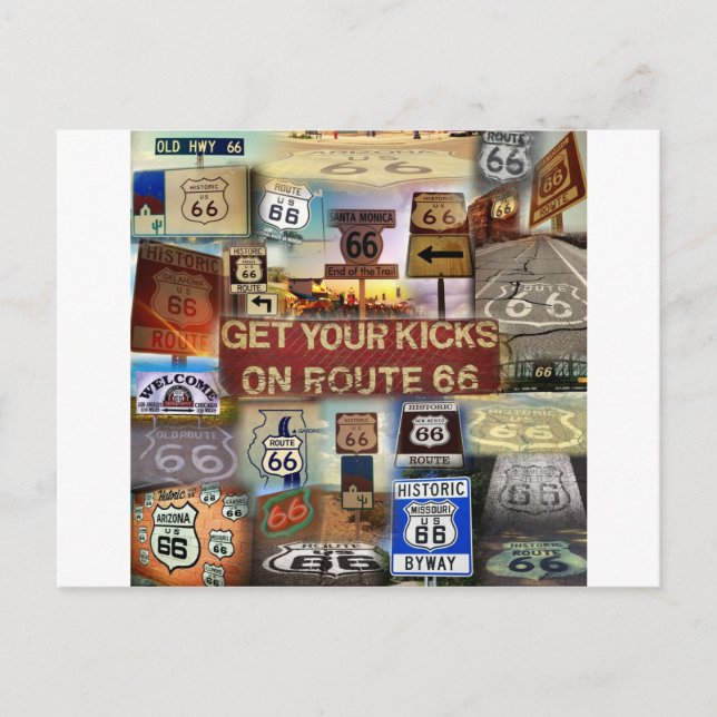 Get your Kicks on Route 66 Postcard (Front)