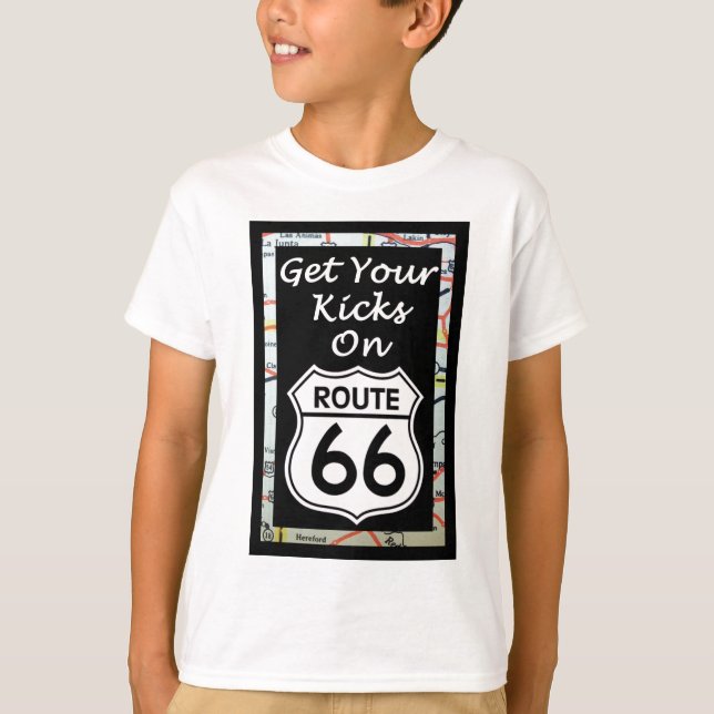 Get Your Kicks On Route 66 With Map T-Shirt (Front)